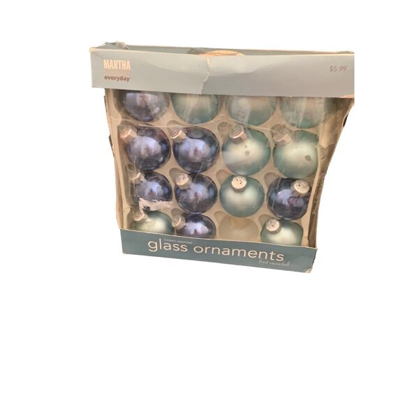 Martha Stewart Everyday Mini Glass 15 Satin Ornament Light Dark Blue - Picture 3 of 8